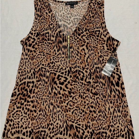 INC Brown and Tan Leopard Print V-Neck Tank Top - Picture 2 of 15
